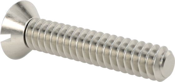 18-8 Paslanmaz Çelik Oluklu Düz Başlı Vida, 00-90 Diş Boyutu, 1/4" Uzunluk