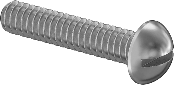 18-8 Paslanmaz Çelik Yuvarlak Başlı Oluklu Vida, Dekoratif, 3-48 Diş Boyutu, 1/2" Uzunluk