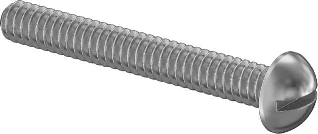 18-8 Paslanmaz Çelik Yuvarlak Başlı Oluklu Vida, Dekoratif, 4-40 Diş Boyutu, 7/8" Uzunluk