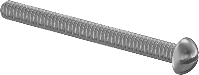 18-8 Paslanmaz Çelik Yuvarlak Başlı Oluklu Vida, Dekoratif, 4-40 Diş Boyutu, 1-1/4" Uzunluk