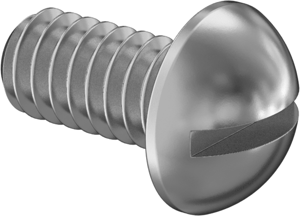 18-8 Paslanmaz Çelik Yuvarlak Başlı Oluklu Vida, Dekoratif, 5-40 Diş Boyutu, 1/4" Uzunluk