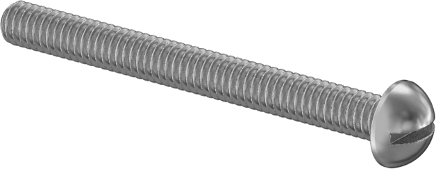 18-8 Paslanmaz Çelik Yuvarlak Başlı Oluklu Vida, Dekoratif, 1-72 Diş Boyutu, 3/4" Uzunluk
