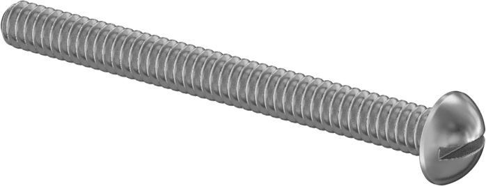18-8 Paslanmaz Çelik Yuvarlak Başlı Oluklu Vida, Dekoratif, 6-32 Diş Boyutu, 1-1/2" Uzunluk