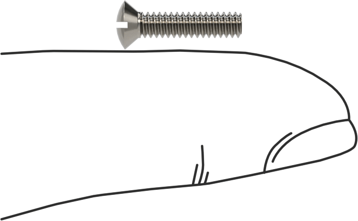 18-8 Paslanmaz Çelik Yivli Oval Başlı Vidalar, 4-40 Diş Boyutu, 1/2" Uzunluk