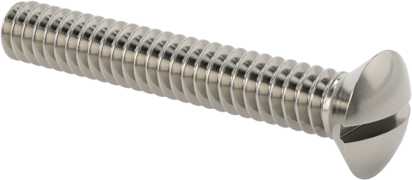 18-8 Paslanmaz Çelik Yivli Oval Başlı Vidalar, 4-40 Diş Boyutu, 3/4" Uzunluk