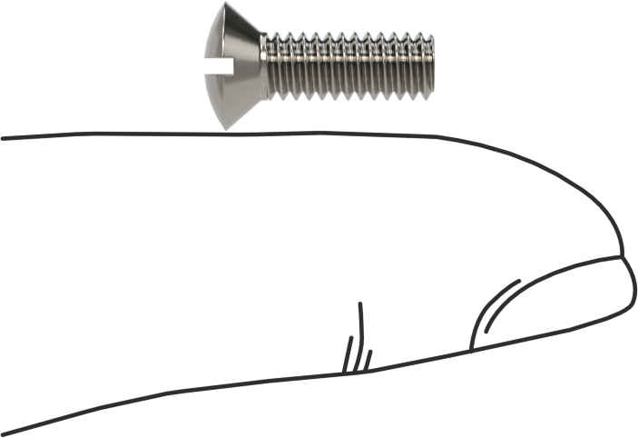 18-8 Paslanmaz Çelik Yivli Oval Başlı Vidalar, 8-32 Diş Boyutu, 1/2" Uzunluk