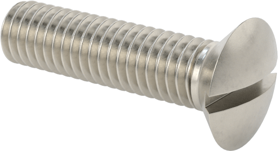18-8 Paslanmaz Çelik Yivli Oval Başlı Vidalar, M3 x 0,5 mm Diş Boyutu, 12 mm Uzunluk