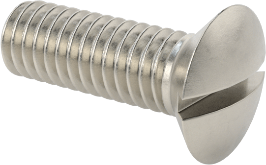 18-8 Paslanmaz Çelik Yivli Oval Başlı Vidalar, M4 x 0,7 mm Diş Boyutu, 12 mm Uzunluk