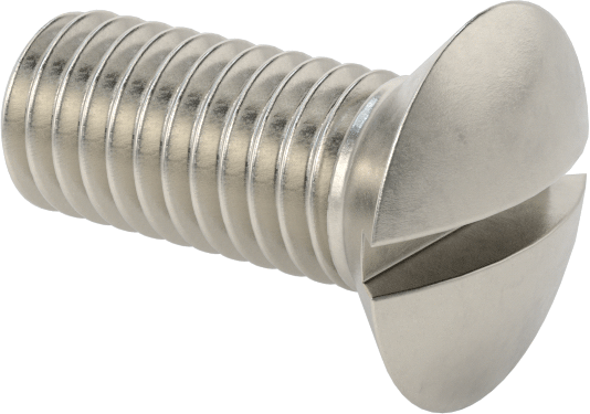 18-8 Paslanmaz Çelik Yivli Oval Başlı Vidalar, M5 x 0,8 mm Diş Boyutu, 12 mm Uzunluk