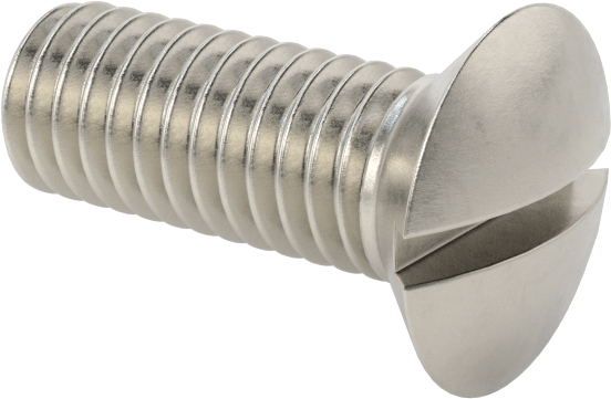 18-8 Paslanmaz Çelik Yivli Oval Başlı Vidalar, M6 x 1 mm Diş Boyutu, 16 mm Uzunluk