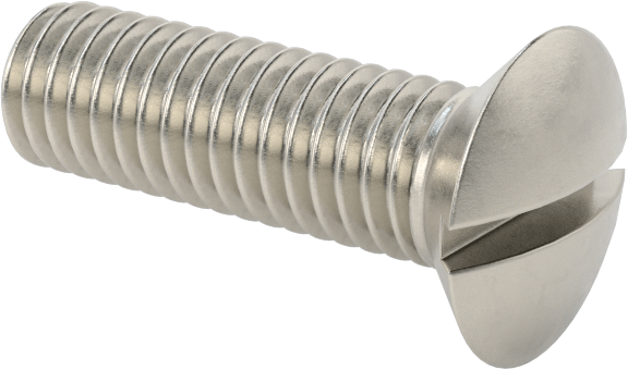 18-8 Paslanmaz Çelik Yivli Oval Başlı Vidalar, M6 x 1 mm Diş Boyutu, 20 mm Uzunluk