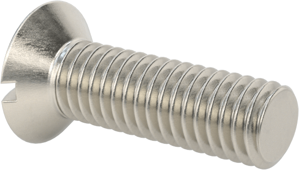 18-8 Paslanmaz Çelik Yivli Oval Başlı Vidalar, M6 x 1 mm Diş Boyutu, 20 mm Uzunluk
