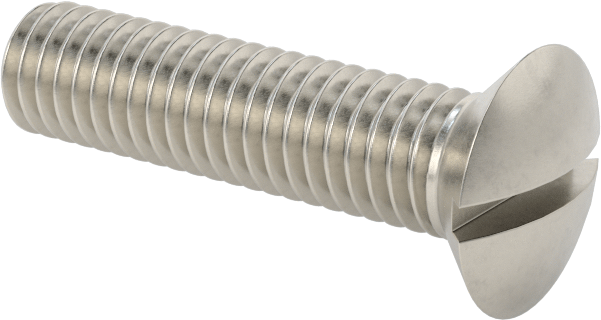 18-8 Paslanmaz Çelik Yivli Oval Başlı Vidalar, M6 x 1 mm Diş Boyutu, 25 mm Uzunluk