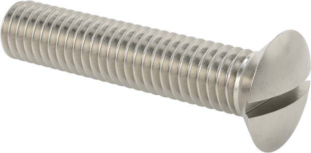 18-8 Paslanmaz Çelik Yivli Oval Başlı Vidalar, M6 x 1 mm Diş Boyutu, 30 mm Uzunluk