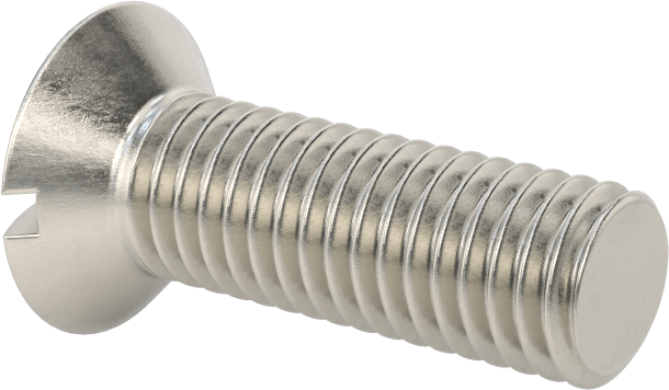 18-8 Paslanmaz Çelik Yivli Oval Başlı Vidalar, M8 x 1,25 mm Diş Boyutu, 25 mm Uzunluk
