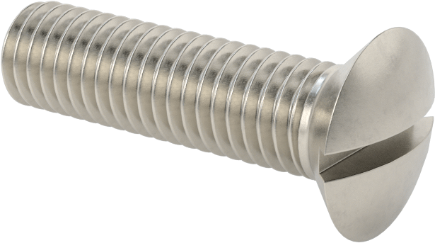 18-8 Paslanmaz Çelik Yivli Oval Başlı Vidalar, M8 x 1,25 mm Diş Boyutu, 30 mm Uzunluk