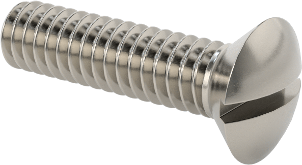 18-8 Paslanmaz Çelik Yivli Oval Başlı Vidalar, 1/4"-20 Diş Boyutu, 1" Uzunluk