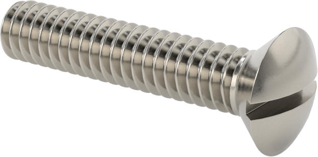 18-8 Paslanmaz Çelik Yivli Oval Başlı Vidalar, 1/4"-20 Diş Boyutu, 1-1/4" Uzunluk