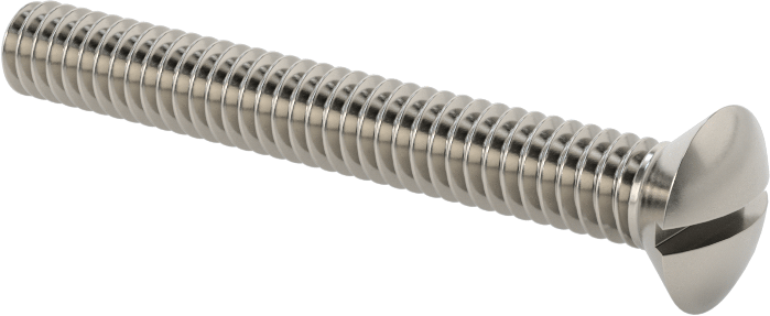 18-8 Paslanmaz Çelik Yivli Oval Başlı Vidalar, 1/4"-20 Diş Boyutu, 2" Uzunluk