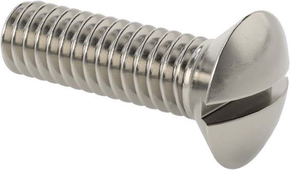 18-8 Paslanmaz Çelik Yivli Oval Başlı Vidalar, 12-24 Diş Boyutu, 3/4" Uzunluk