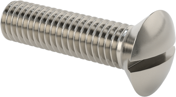 18-8 Paslanmaz Çelik Yivli Oval Başlı Vidalar, 10-32 Diş Boyutu, 3/4" Uzunluk