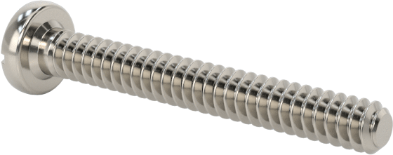 18-8 Paslanmaz Çelik Peynir Başlı Oluklu Vida, M1 x 0,25 mm Diş Boyutu, 8 mm Uzunluk