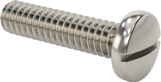 18-8 Paslanmaz Çelik Peynir Başlı Oluklu Vida, M1,2 x 0,25 mm Diş Boyutu, 5 mm Uzunluk