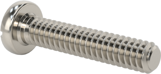 18-8 Paslanmaz Çelik Peynir Başlı Oluklu Vida, M1,2 x 0,25 mm Diş Boyutu, 6 mm Uzunluk