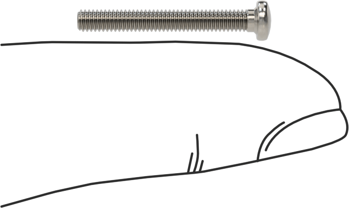 18-8 Paslanmaz Çelik Peynir Başlı Oluklu Vida, M2,5 x 0,45 mm Diş Boyutu, 20 mm Uzunluk