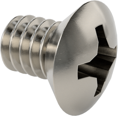 18-8 Paslanmaz Çelik Phillips Oval Başlı Vidalar, 2-56 Diş Boyutu, 1/8" Uzunluk