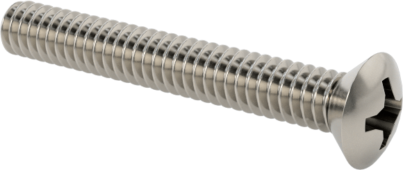 18-8 Paslanmaz Çelik Phillips Oval Başlı Vidalar, 2-56 Diş Boyutu, 5/8" Uzunluk