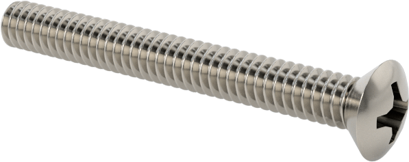 18-8 Paslanmaz Çelik Phillips Oval Başlı Vidalar, 2-56 Diş Boyutu, 3/4" Uzunluk