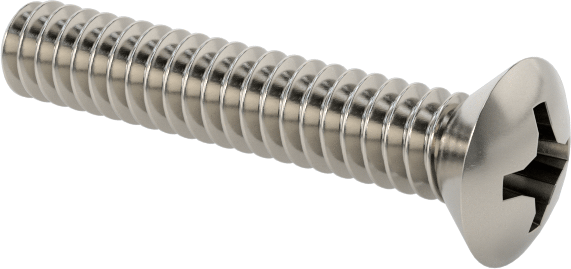 18-8 Paslanmaz Çelik Phillips Oval Başlı Vidalar, 4-40 Diş Boyutu, 5/8" Uzunluk