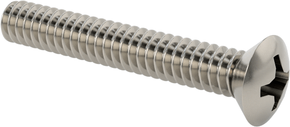 18-8 Paslanmaz Çelik Phillips Oval Başlı Vidalar, 4-40 Diş Boyutu, 3/4" Uzunluk