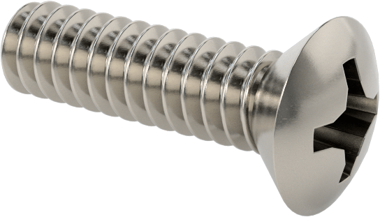 18-8 Paslanmaz Çelik Phillips Oval Başlı Vidalar, 6-32 Diş Boyutu, 1/2" Uzunluk