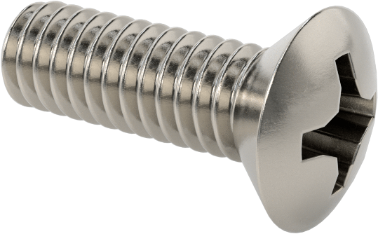 18-8 Paslanmaz Çelik Phillips Oval Başlı Vidalar, 8-32 Diş Boyutu, 1/2" Uzunluk