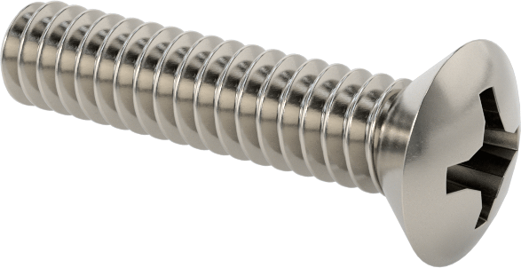 18-8 Paslanmaz Çelik Phillips Oval Başlı Vidalar, 10-24 Diş Boyutu, 7/8" Uzunluk