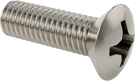 18-8 Paslanmaz Çelik Phillips Oval Başlı Vidalar, 10-32 Diş Boyutu, 5/8" Uzunluk