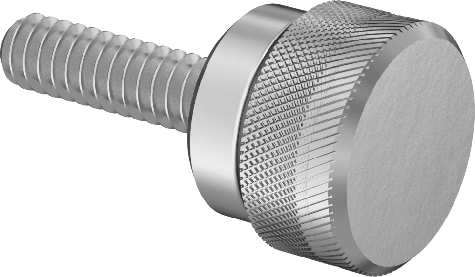 Paslanmaz Çelik Yükseltilmiş Tırtıllı Başlı Parmak Vidası, 6-32 Diş Boyutu, 1/2" Uzunluk, 7/16" Çaplı Başlık