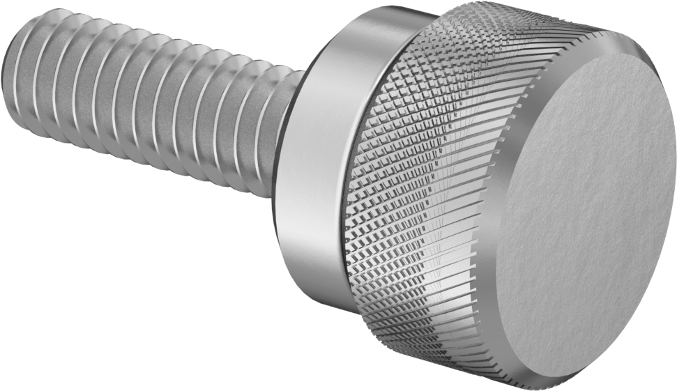 Paslanmaz Çelik Yükseltilmiş Tırtıllı Başlı Parmak Vidası, 8-32 Diş Boyutu, 1/2" Uzunluk, 7/16" Çaplı Başlık