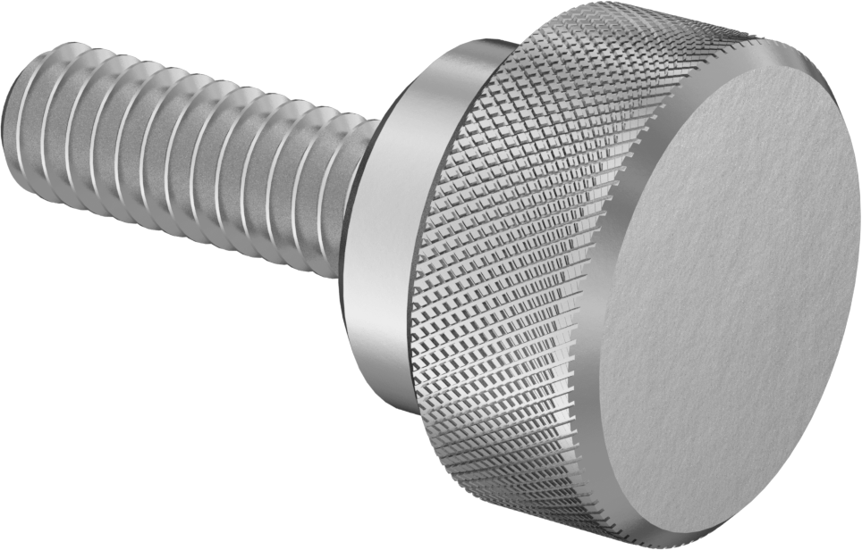 Paslanmaz Çelik Yükseltilmiş Tırtıllı Başlı Parmak Vidası, 8-32 Diş Boyutu, 1/2" Uzunluk, 1/2" Çaplı Başlık