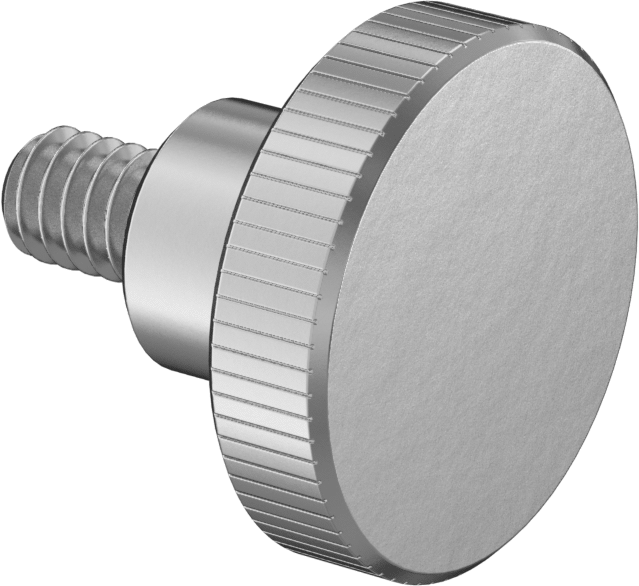 Paslanmaz Çelik Yükseltilmiş Tırtıllı Başlı Parmak Vidası, 1/4"-20 Diş Boyutu, 3/8" Uzunluk, 1" Çapında Başlık
