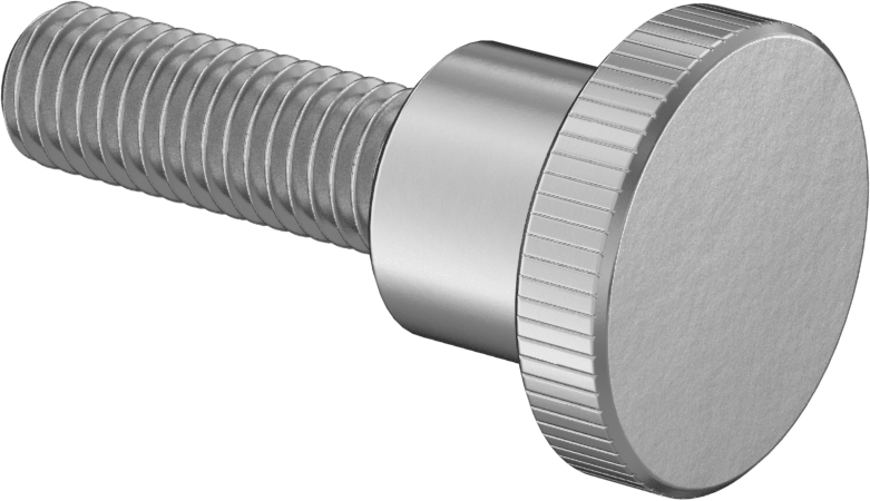 Paslanmaz Çelik Yükseltilmiş Tırtıllı Başlı Parmak Vidası, 1/2"-13 Diş Boyutu, 1-1/2" Uzunluk, 1-3/8" Çap Başlık