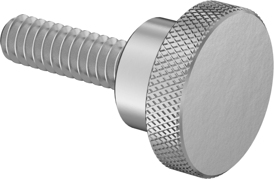 Paslanmaz Çelik Yükseltilmiş Tırtıllı Başlı Parmak Vidası, 4-40 Diş Boyutu, 3/8" Uzunluk, 3/8" Çaplı Başlık