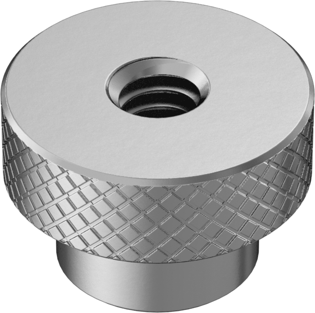 18-8 Paslanmaz Çelik Tırtıllı Başlı Parmak Somunu, 1/4"-20 Diş Boyutu, 1/4" Yaka Yüksekliği