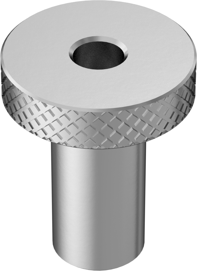 18-8 Paslanmaz Çelik Tırtıllı Başlı Parmak Somunu, 4-40 Diş, 1/4“ Çap x 1/2” Yüksek Yaka, 1/2" Baş Çapı