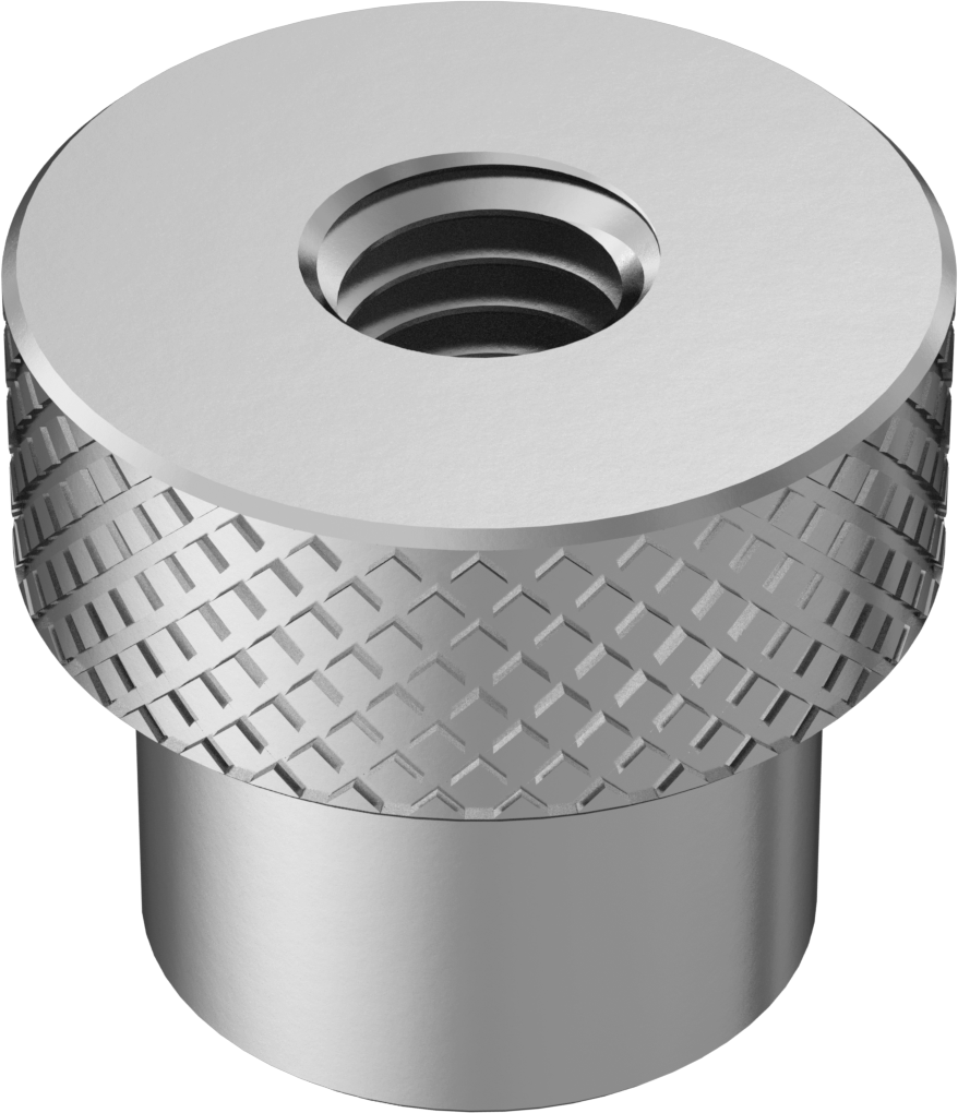 18-8 Paslanmaz Çelik Tırtıllı Başlı Parmak Somunu, 10-32 Diş, 3/8“ Çap x 1/4” Yüksek Yaka, 1/2" Baş Çapı