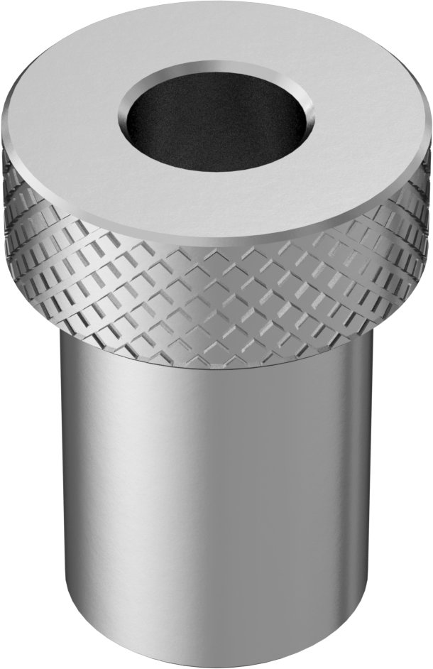 18-8 Paslanmaz Çelik Tırtıllı Başlı Parmak Somunu, 10-32 Diş, 3/8“ Çap x 1/2” Yükseklik Yaka, 1/2" Baş Çapı