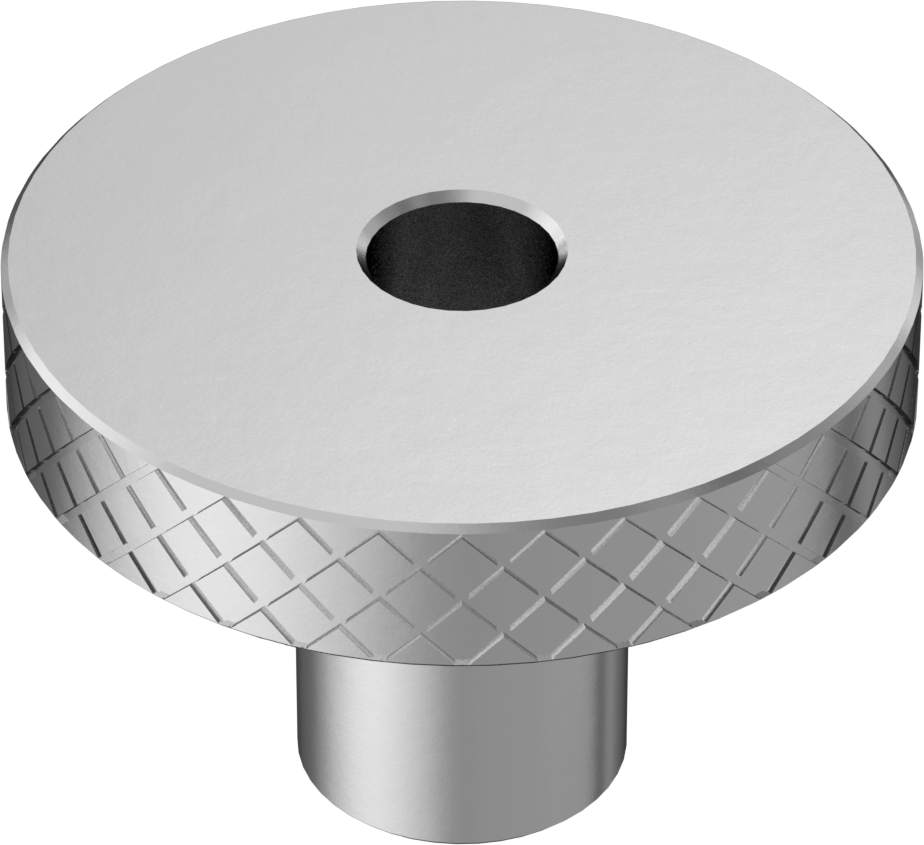 18-8 Paslanmaz Çelik Tırtıllı Başlı Parmak Somunu, 10-32 Diş, 3/8“ Çap x 1/2” Yükseklik Yaka, 1" Baş Çapı