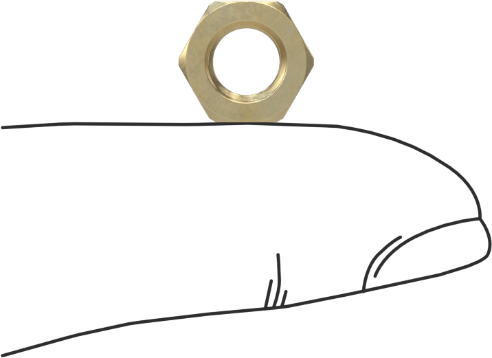 Altıgen Panel Somunu, Pirinç, 1/4"-32 UNEF, 3/8" Genişlik